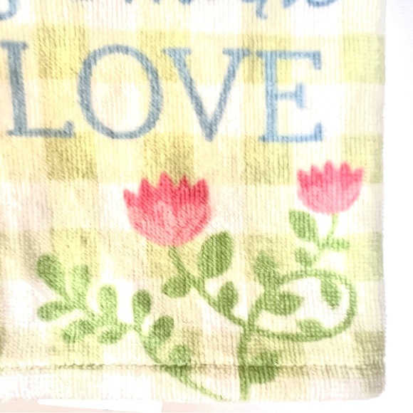 Set of 2 Bloom with Grace Grow with Love Kitchen Towels Green Checks Flowers - Picture 4 of 7